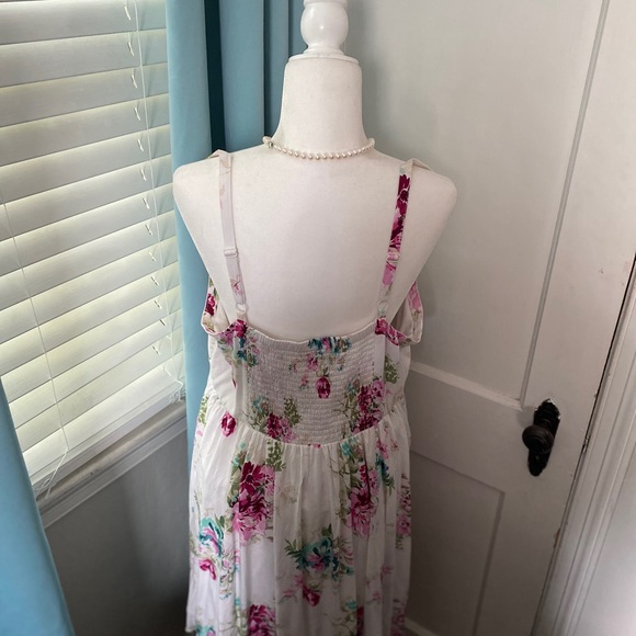 Ivory Floral Challis Hi-Low Skater Dress - Picture 6 of 7